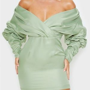 Off the shoulder ruched mini dress